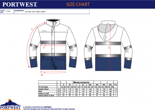 Jacheta Hi-Vis lite two-tone, galben/navy, regular, Traffic, Portwest